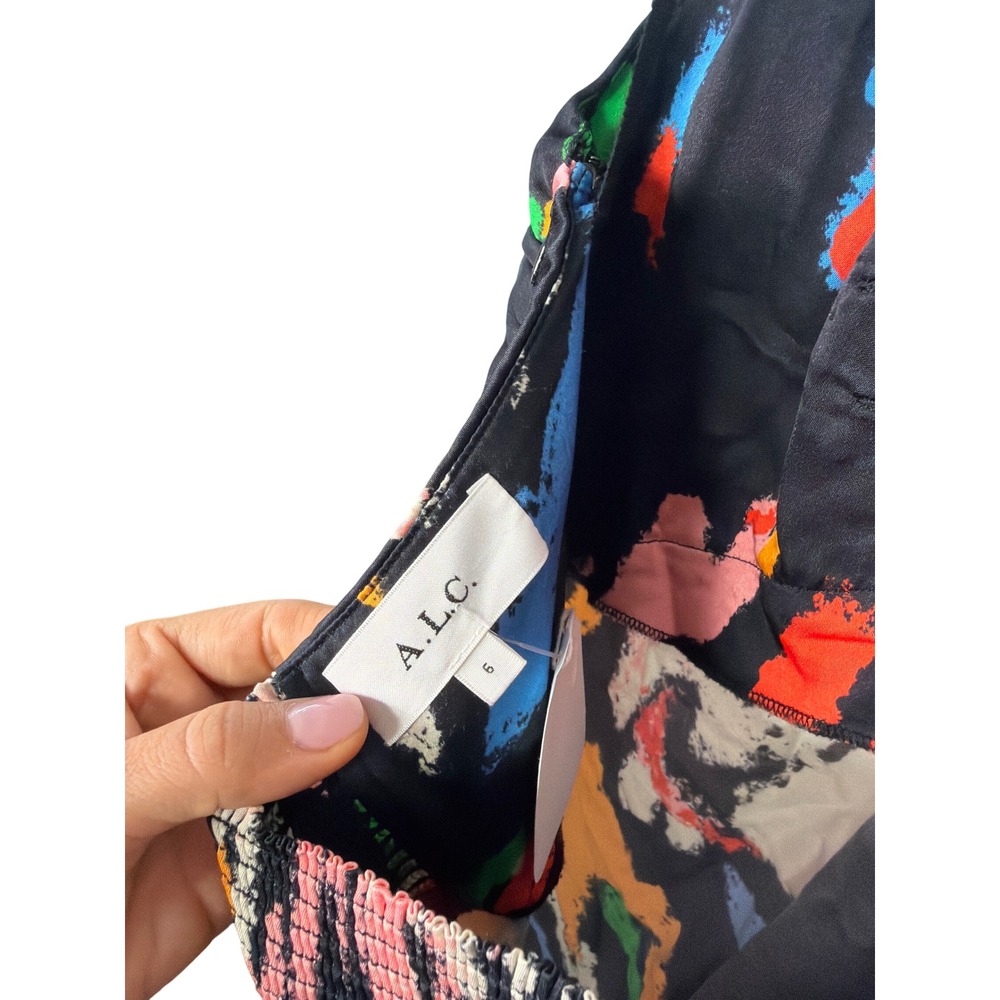 A.L.C. Halter Maxi Dress Multi Color Abstract Brushstroke Gown Size 6 - Picture 8 of 8
